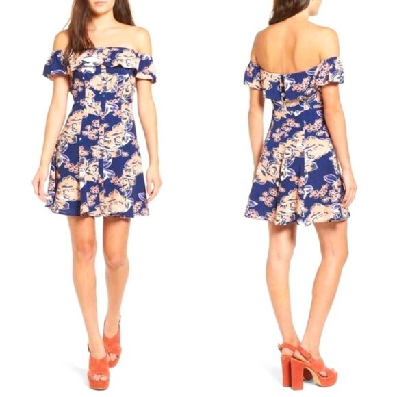🆕 Lovers + Friends Vineyard Off Shoulder Button Down Floral Dress size XS - Picture 2 of 5